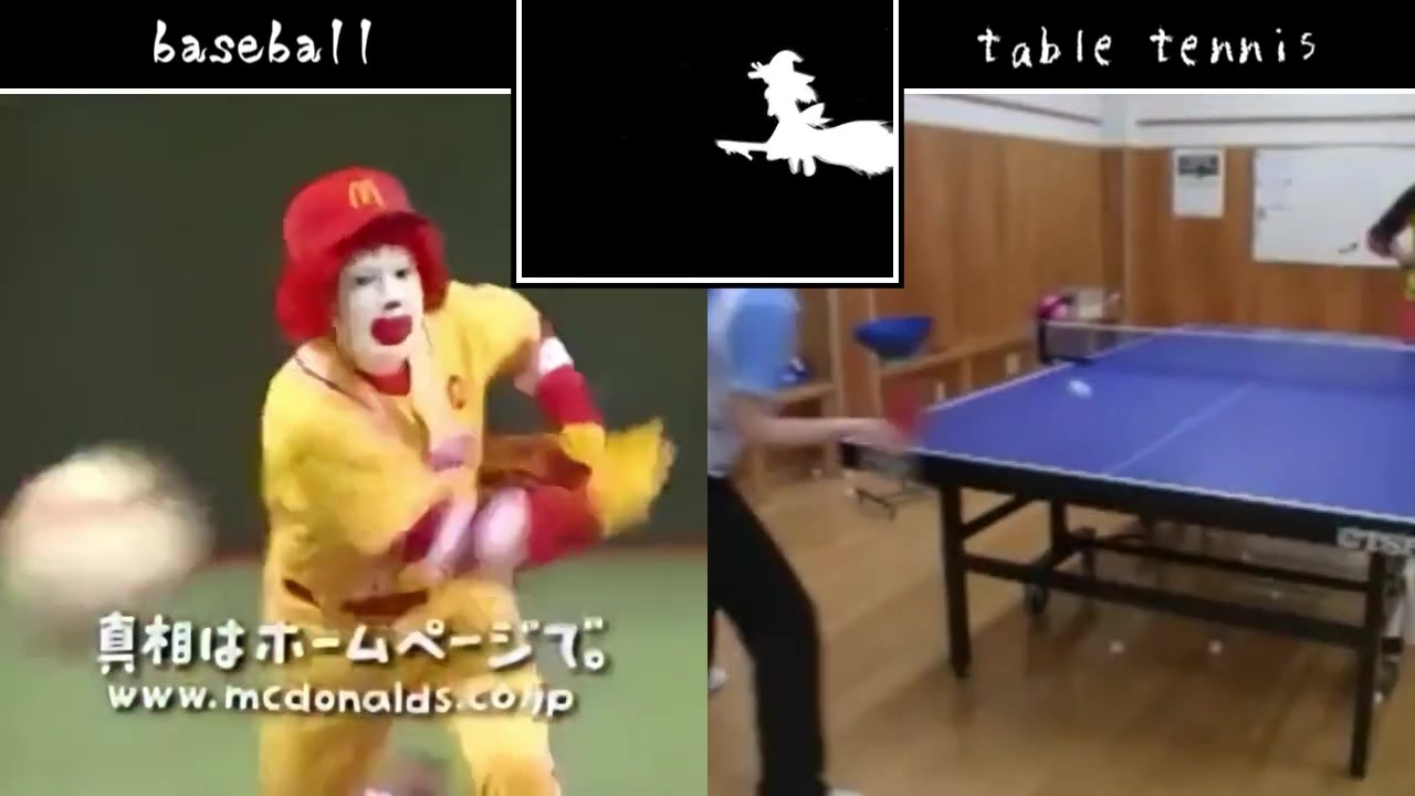 卓球 VS 野球　第１回球技対決 Bad apple!!