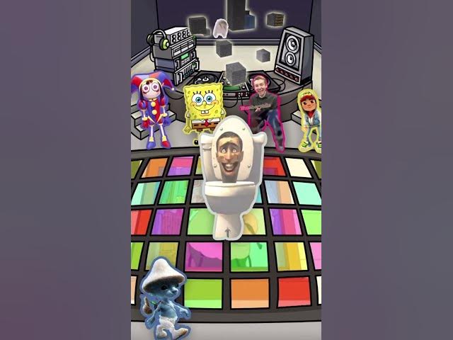 Smurf Cat but it's Skibidi Toilet but it's a dance party with your favorite characters #shorts