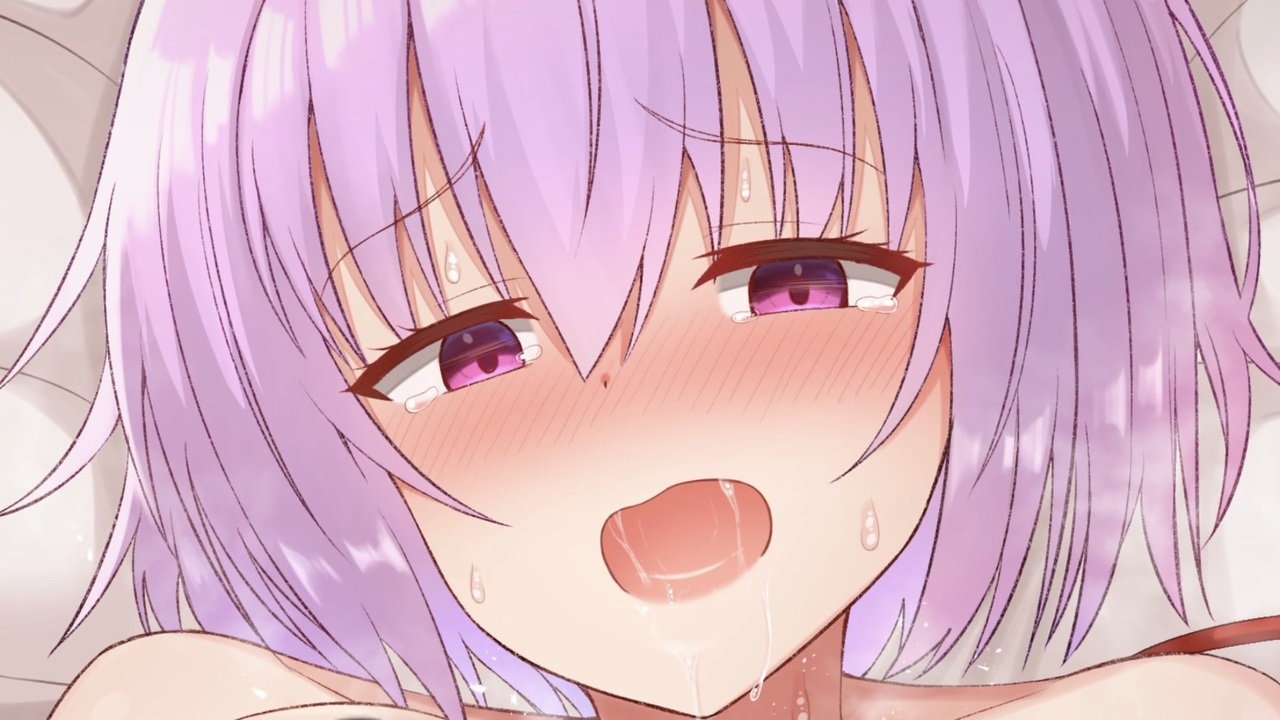 さとりちゃんの恍惚な表情を横目に耳舐めされオーガズムに到達するエ○画像
